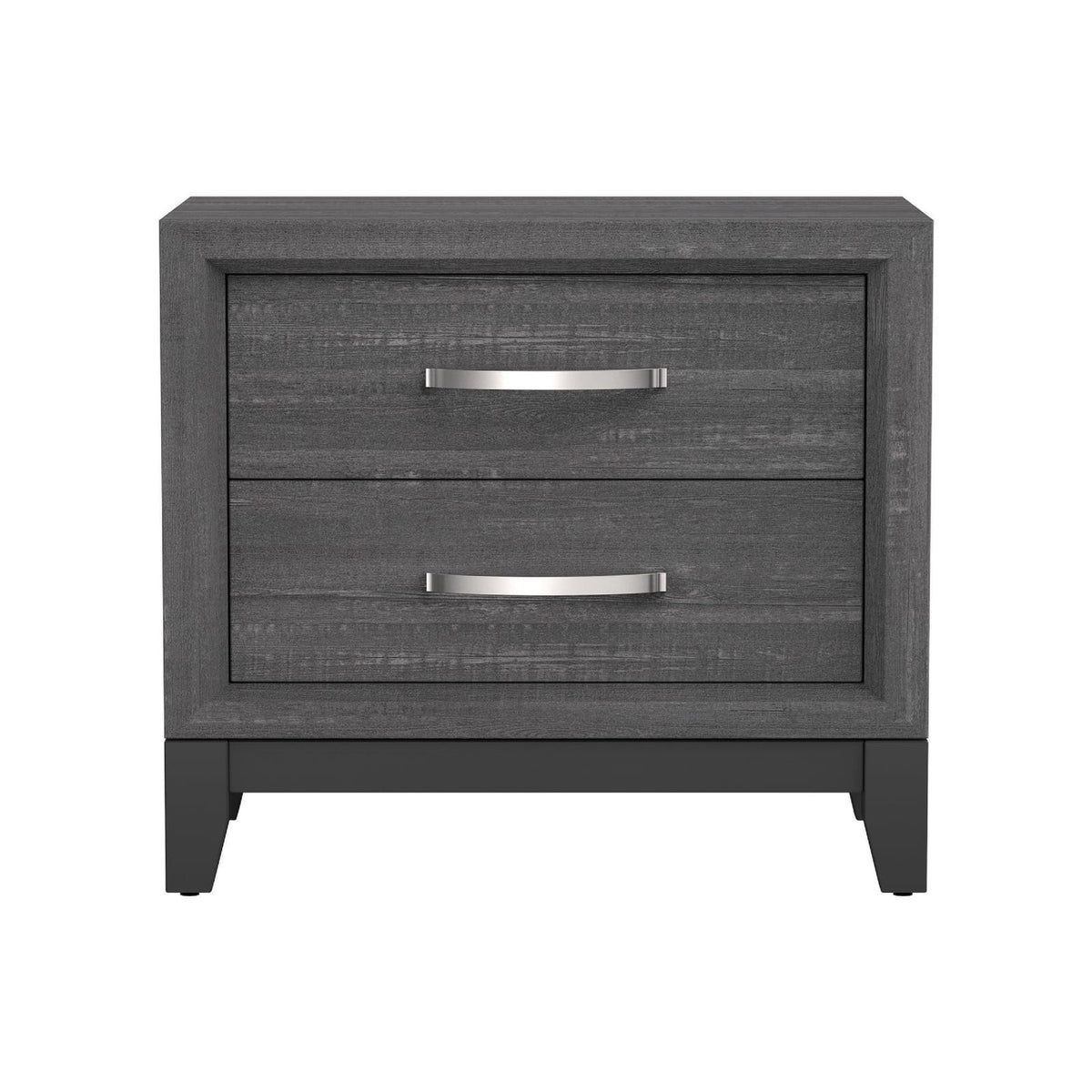 Gray Wood Nightstand with Two Drawers for Bedroom