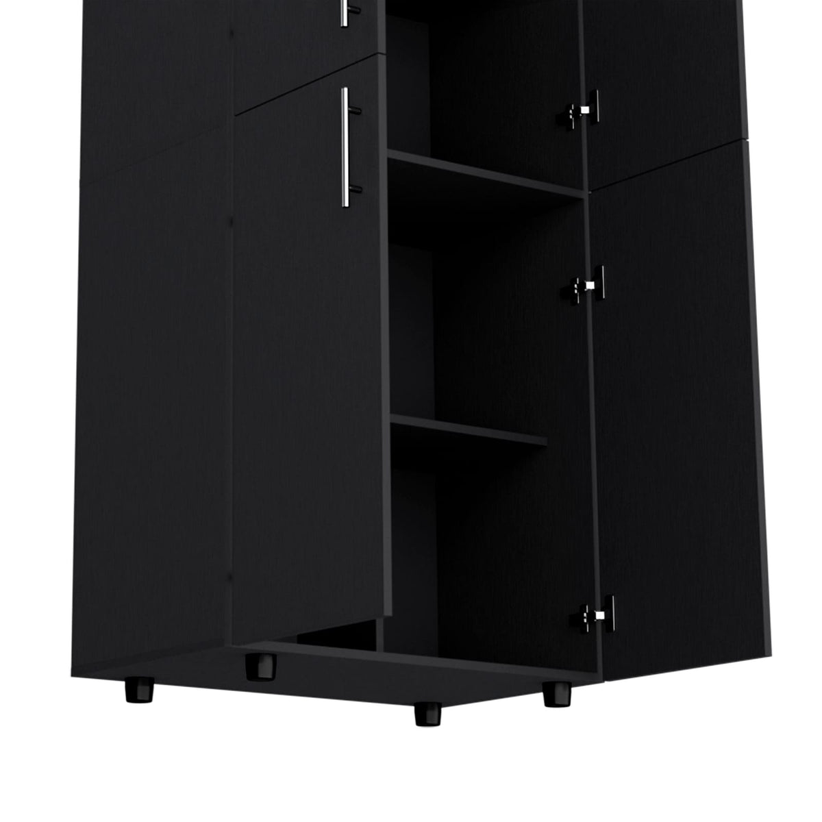 Black Armoire Wardrobe - 70" Tall, Double Doors & Shelves for Bedroom