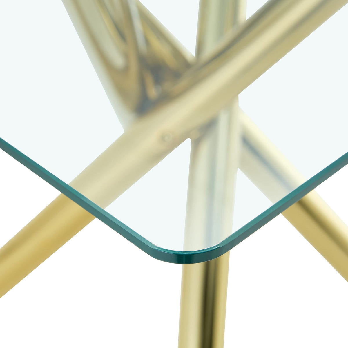 Modern Gold Bar Table - Tempered Glass Top, Sturdy Metal Legs