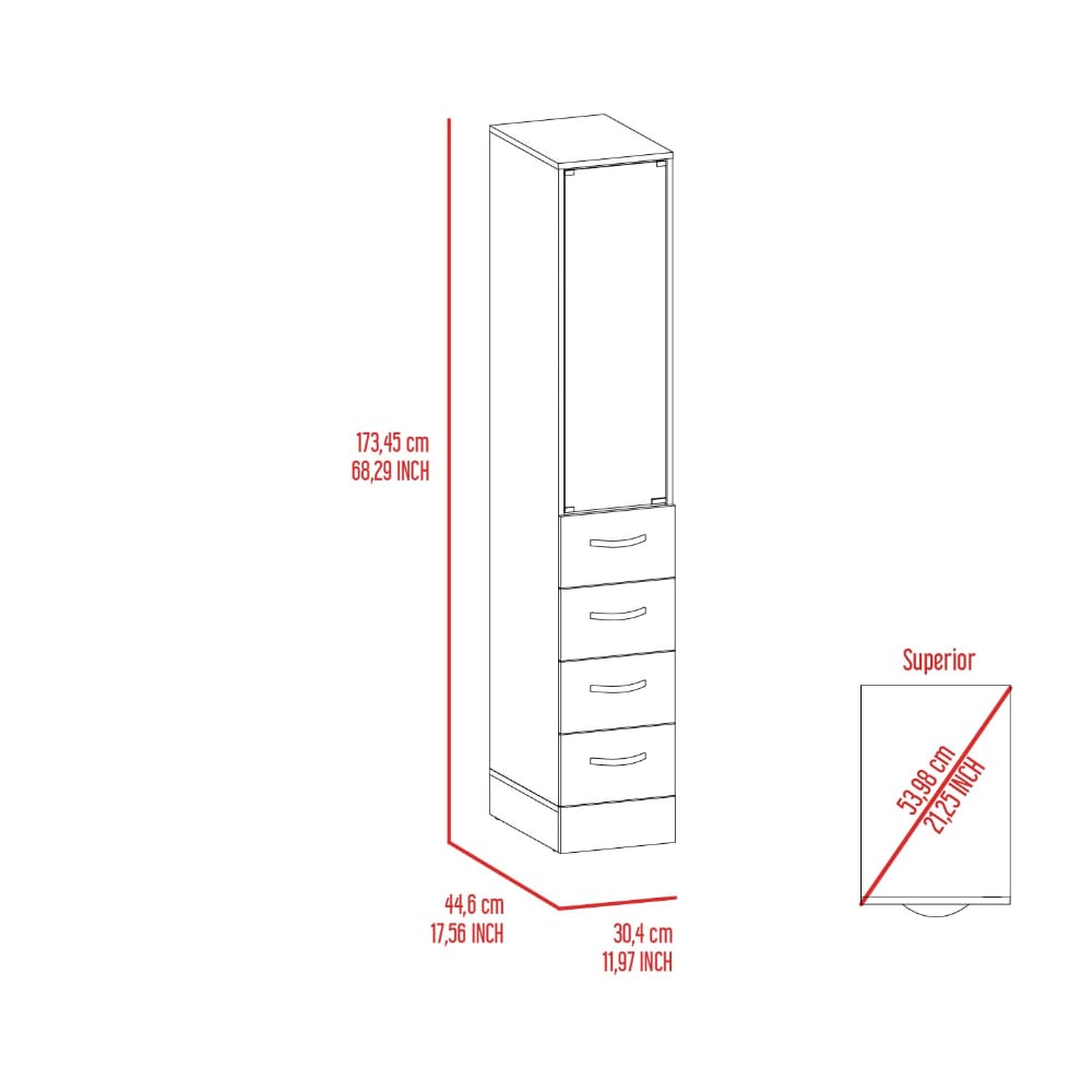 4+ Drawer Bathroom Cabinet - White Freestanding Storage