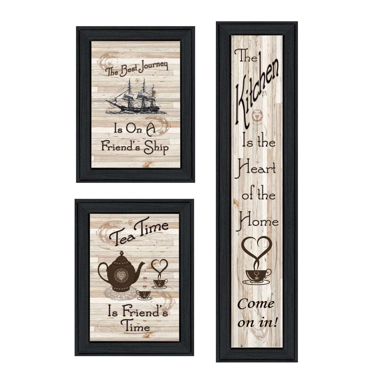 Black Framed 3 Piece Kitchen Vignette - Wall Decor