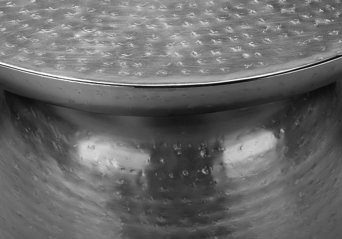 Chrome Metal Accent Table - Drum Side Table for Living Room Bedroom