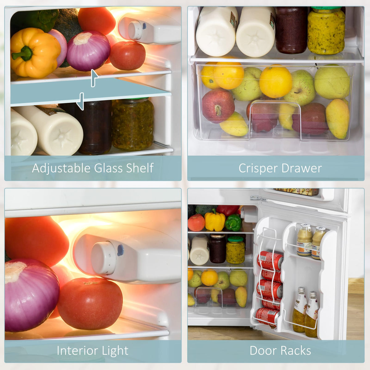 Mini Fridge with Freezer - 3.2 Cu.Ft Compact White Refrigerator for Dining Room