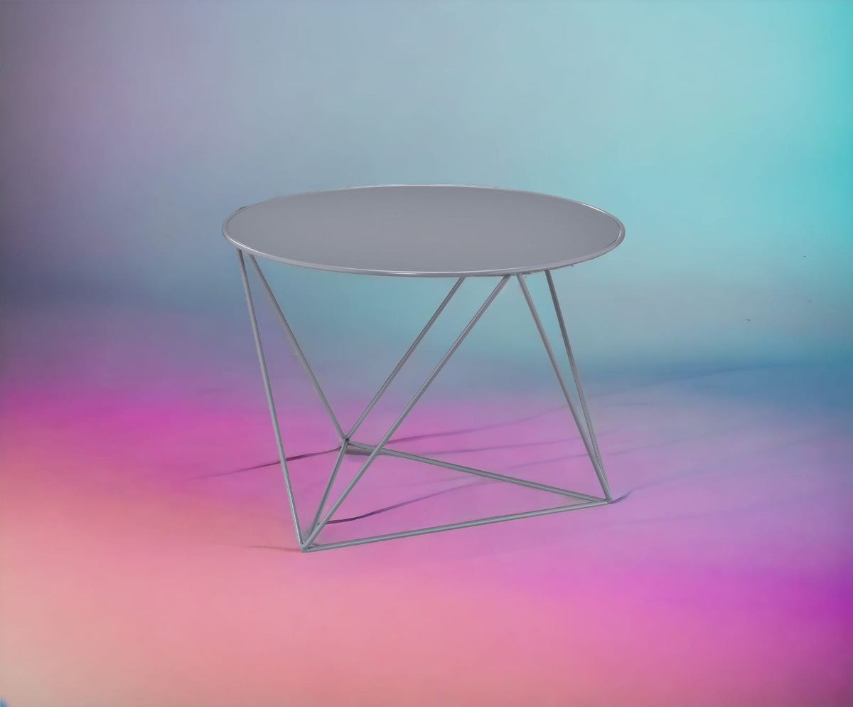 Epidia Gray Accent Table - Metal & Modern Style for Living Room