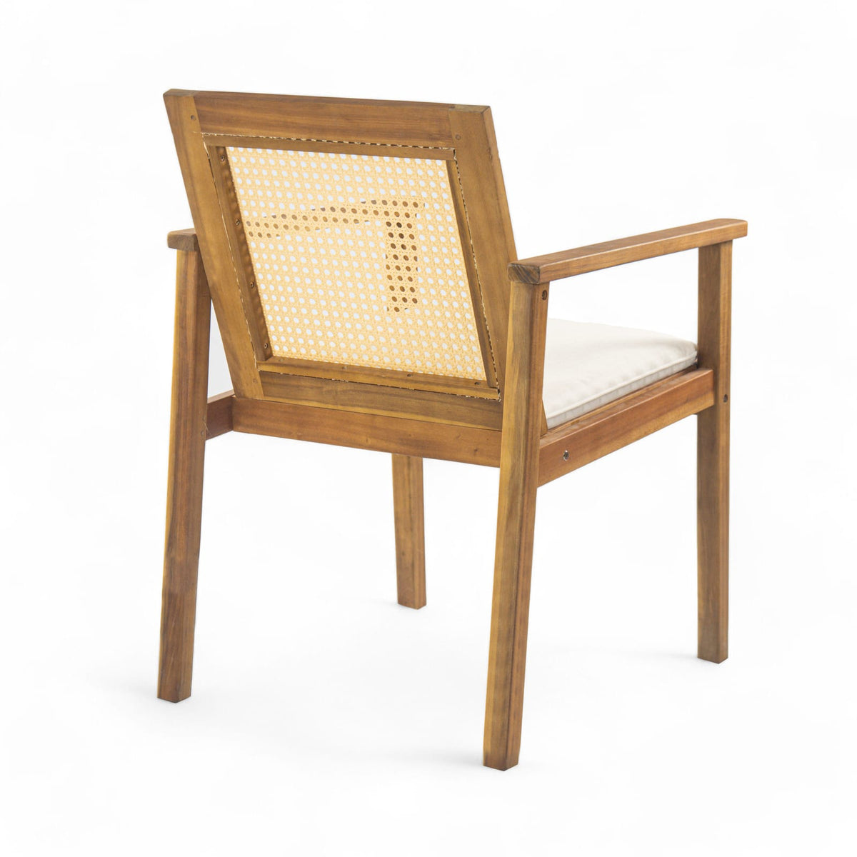 Teak Beige Acacia Wood Patio Dining Chairs Set of 2