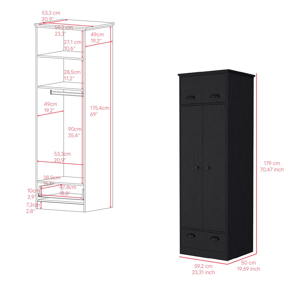 Dumas Armoire - Black Bedroom Storage