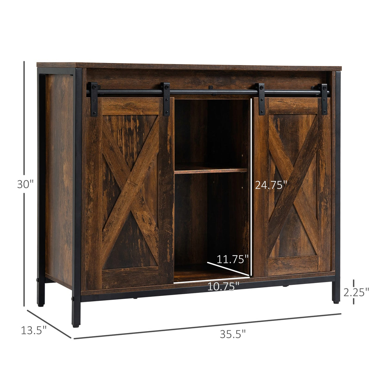 Rustic Brown Industrial Sideboard Buffet Cabinet - Storage Solutions