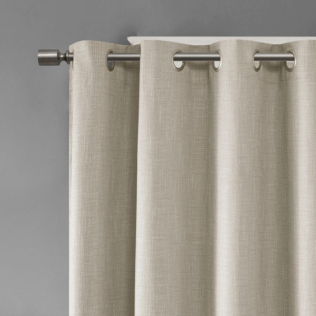 Taupe Polyester Blackout Curtains 100" Wide Window Panel
