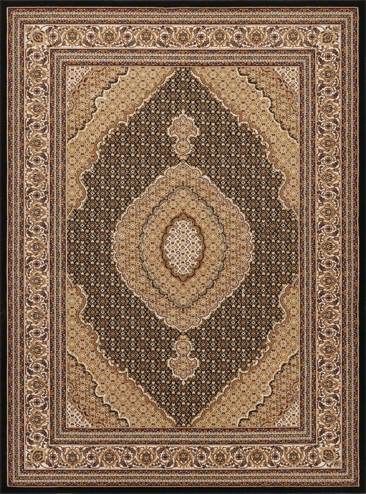 Black and Ivory Medallion Area Rug - 3' x 5' Rectangle