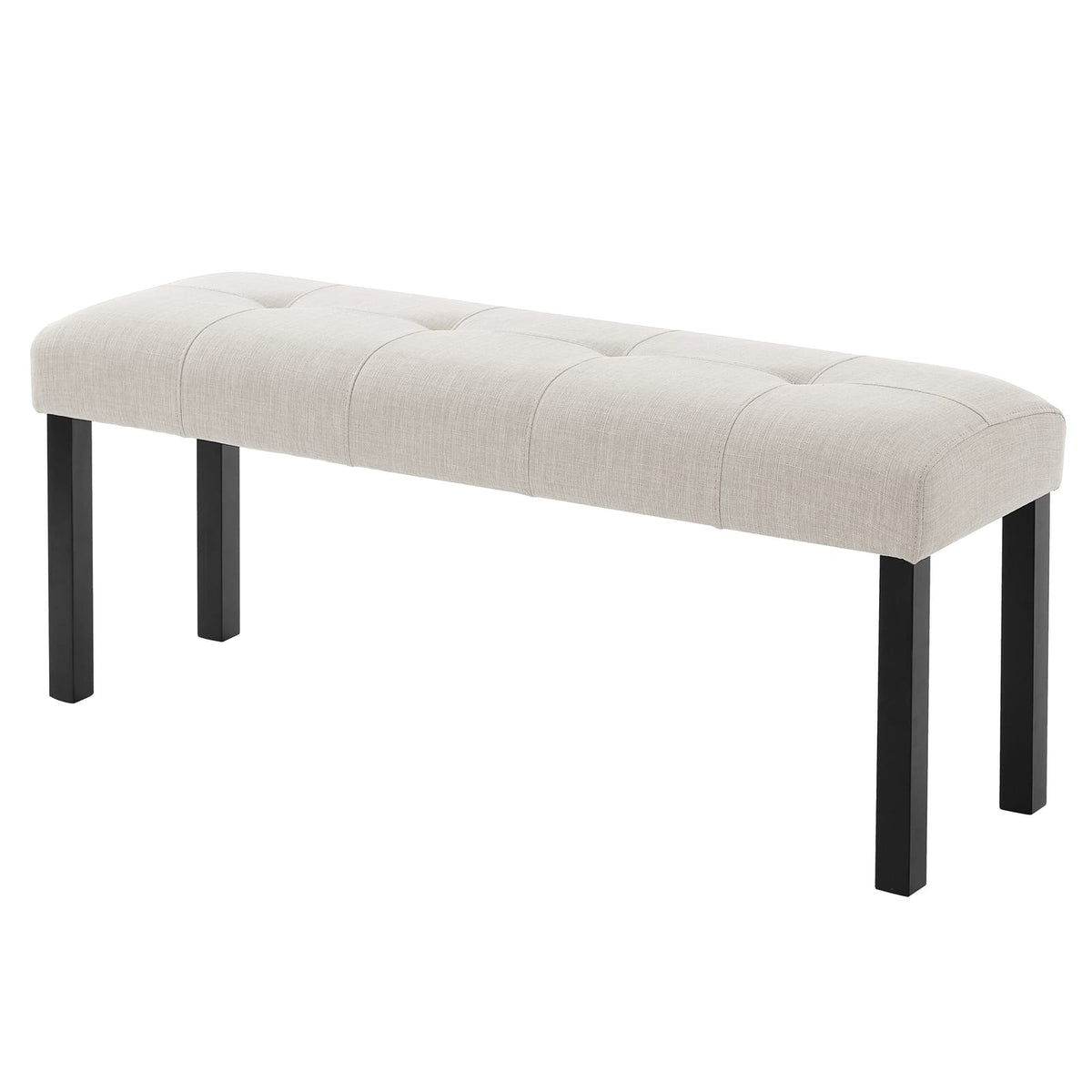 Modern Beige Linen Dining Bench - Farmhouse Entryway Seat