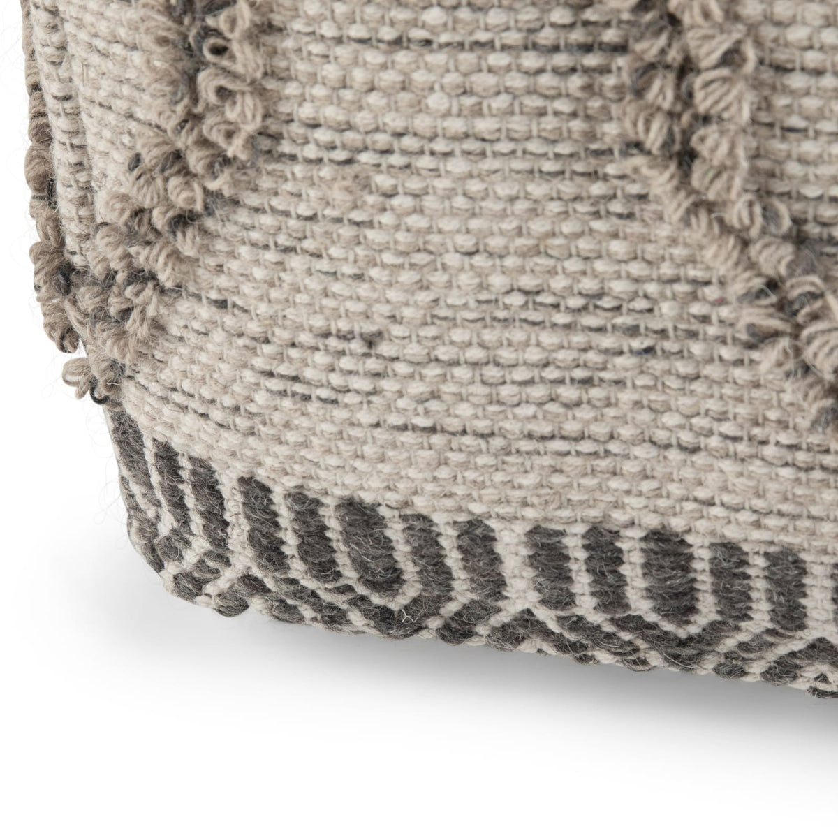 Beige Fabric Square Pouf - 18" D x 18" W for Living Room