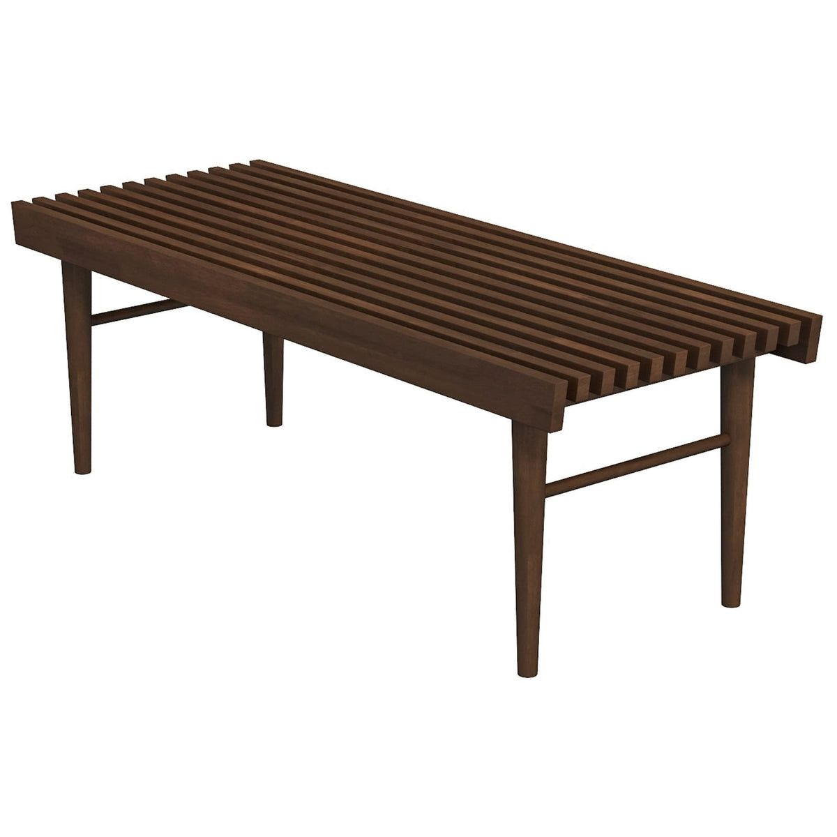 Mid Century Modern Dark Brown Solid Wood Bench - 18.1" x 47.2" for Bedroom