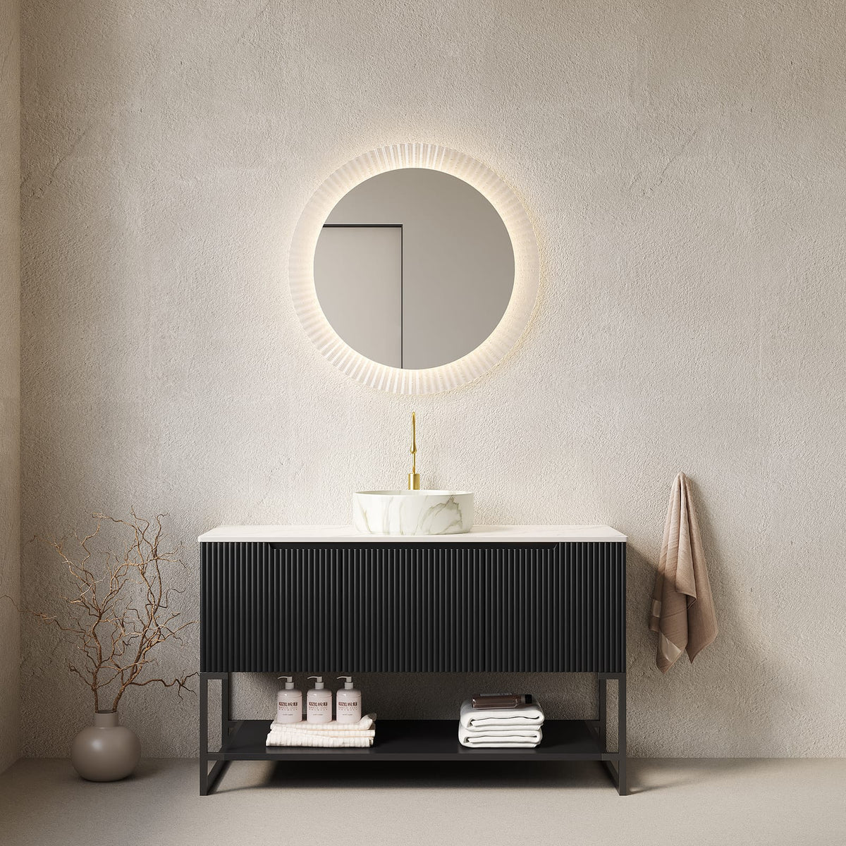TULIO 48" Bathroom Vanity & Sink - White Ceramic Basin, Storage Cabinet