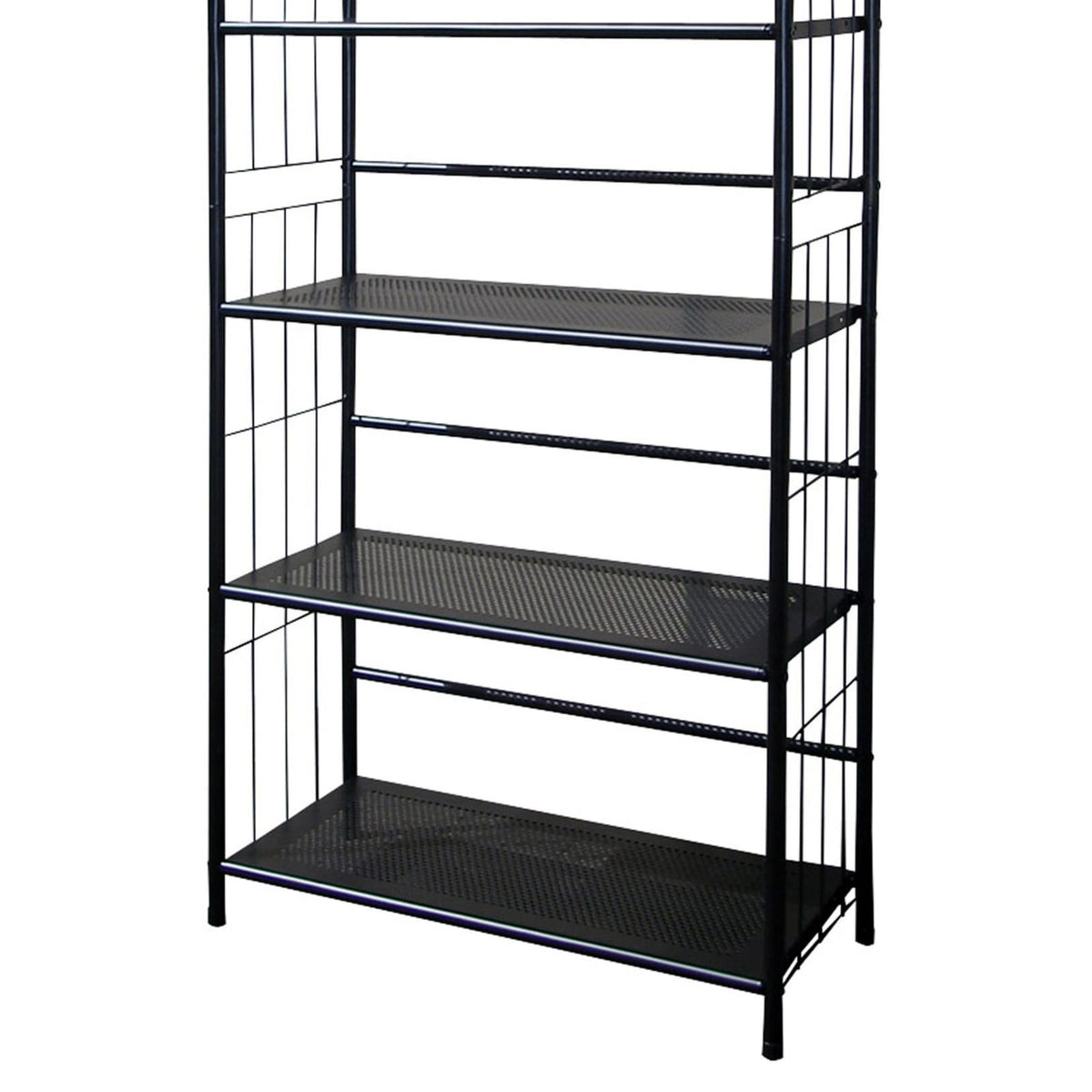 49" Black Wood Tall Bookshelf - 4 Tier Metal Shelving Unit for Living Room