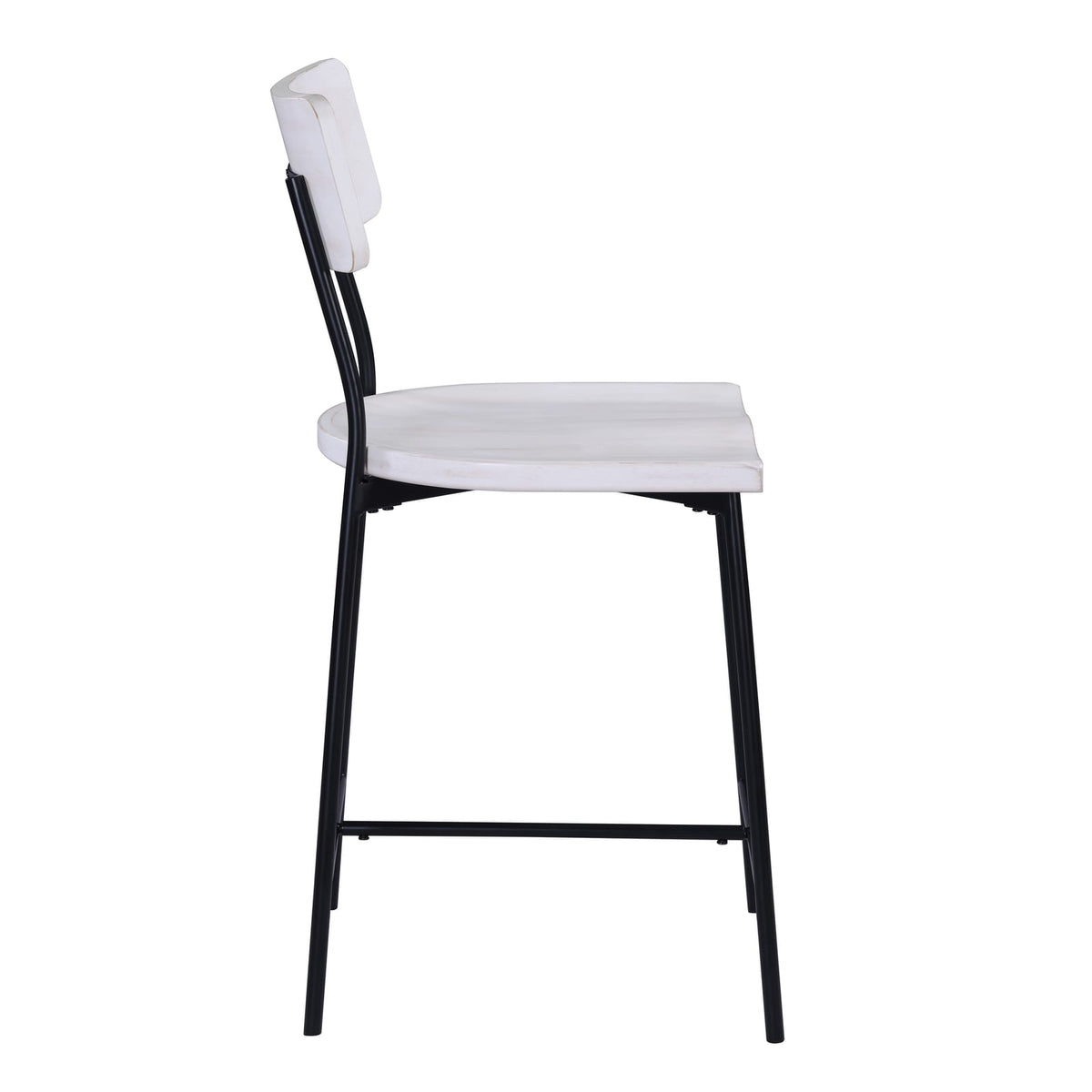 White Washed Wood Bar Stools - 3-Piece Set for Dining Room