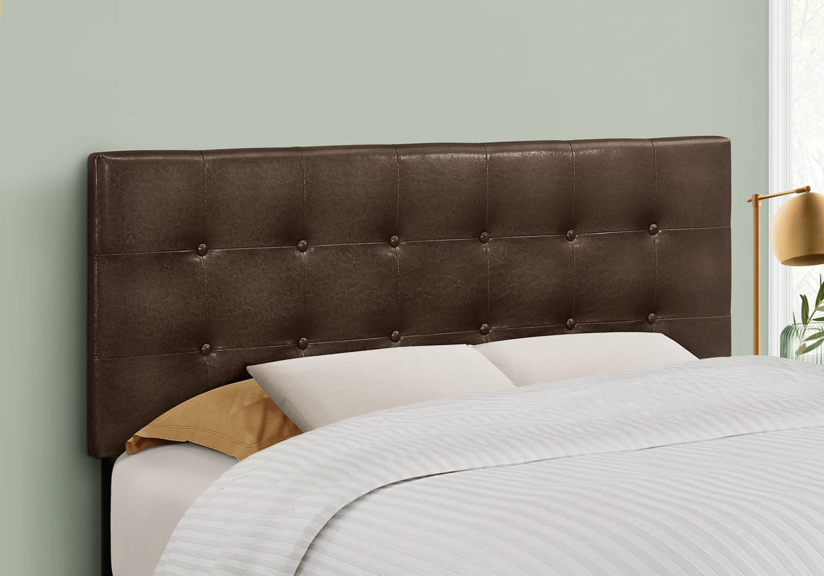 Full Size Upholstered Brown Leather Look Headboard - Faux Leather