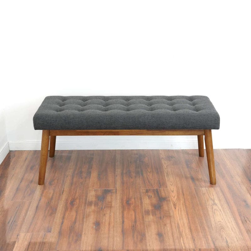 Grey Velvet Fabric Storage Bench - 43" Ottoman