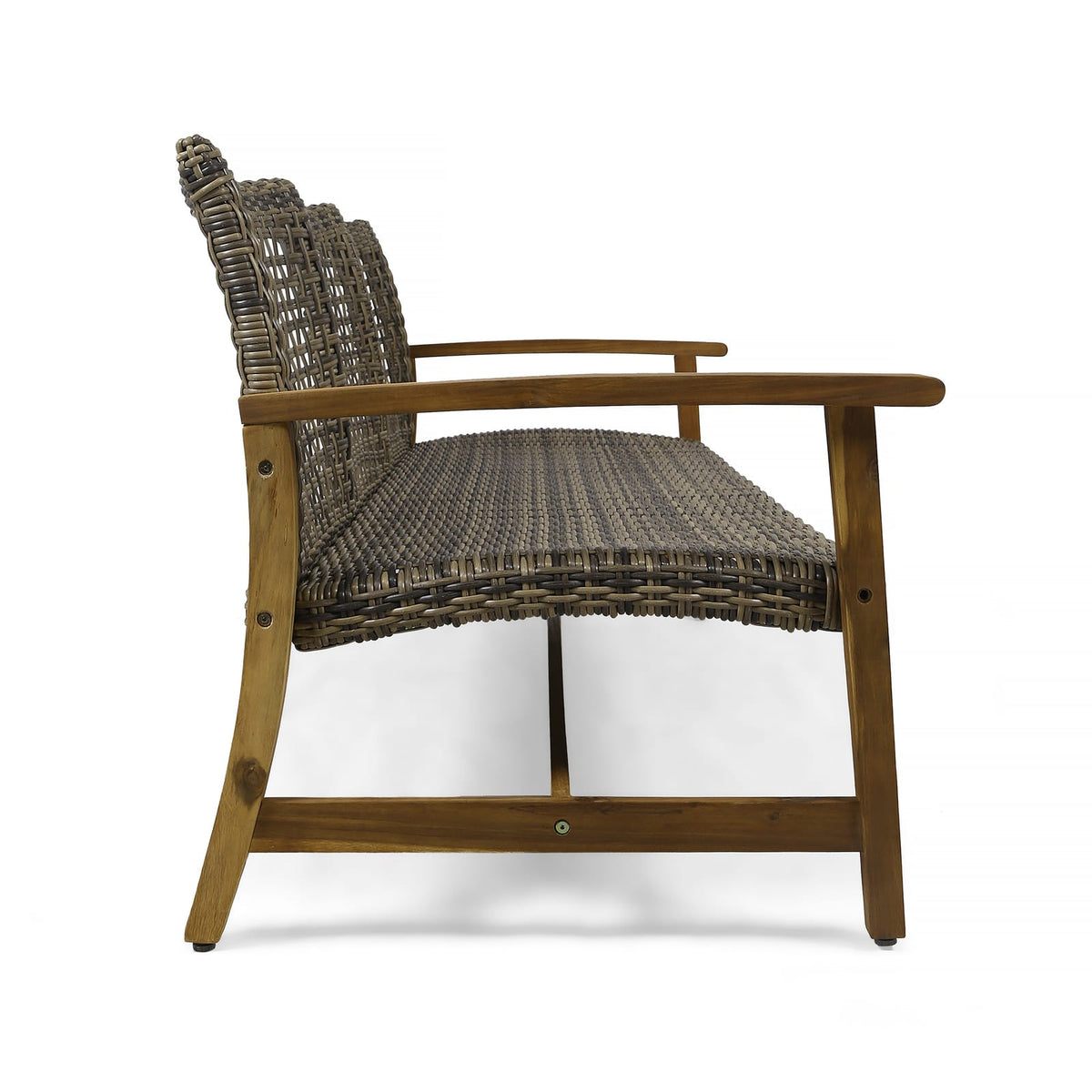 Natural Grey Acacia Wood 3-Person Patio Sofa