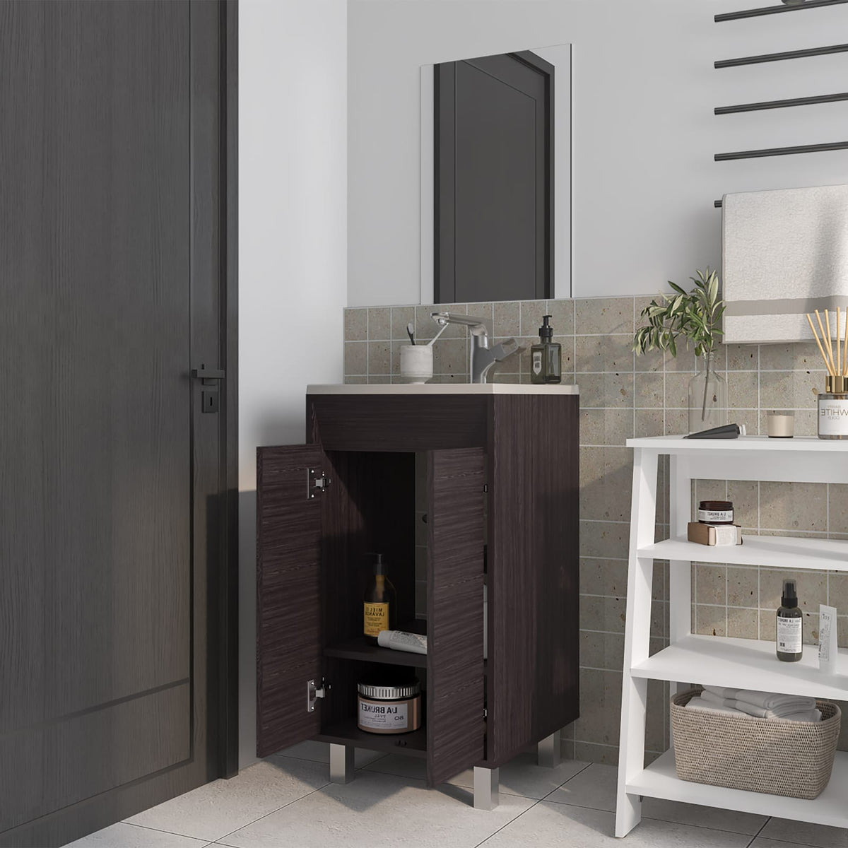 Saratoga Bathroom Cabinet - Wenge 2 Doors Storage