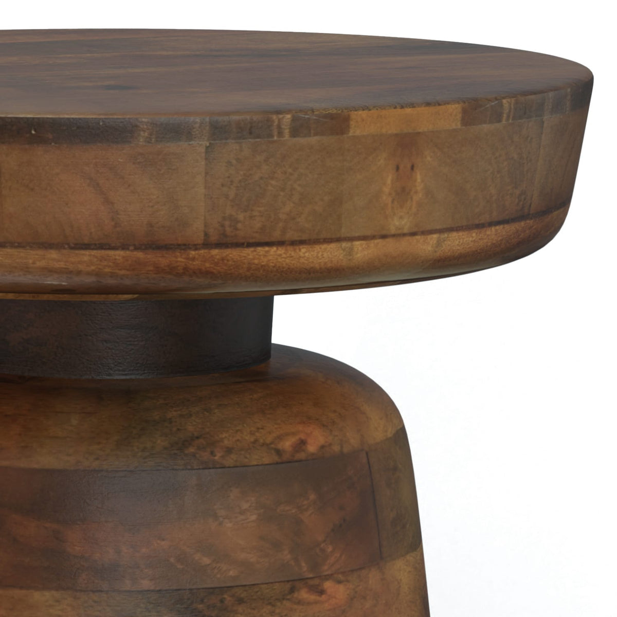 Dark Brown Accent Table - 16 Inch Round Wood Table for Living Room