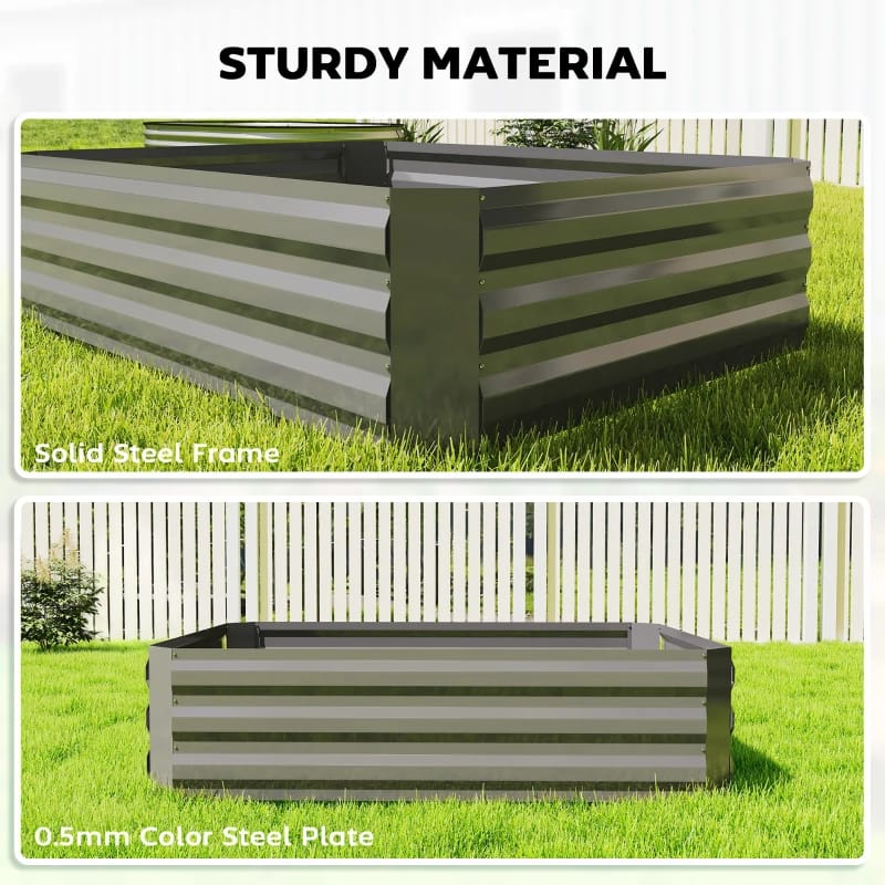 Dark Gray Green Raised Garden Bed with Greenhouse Cover