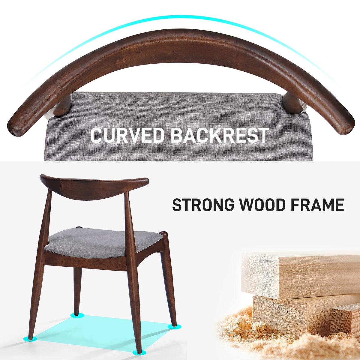 5-Piece Dining Set - Table & 4 Chairs - Rubberwood Frame
