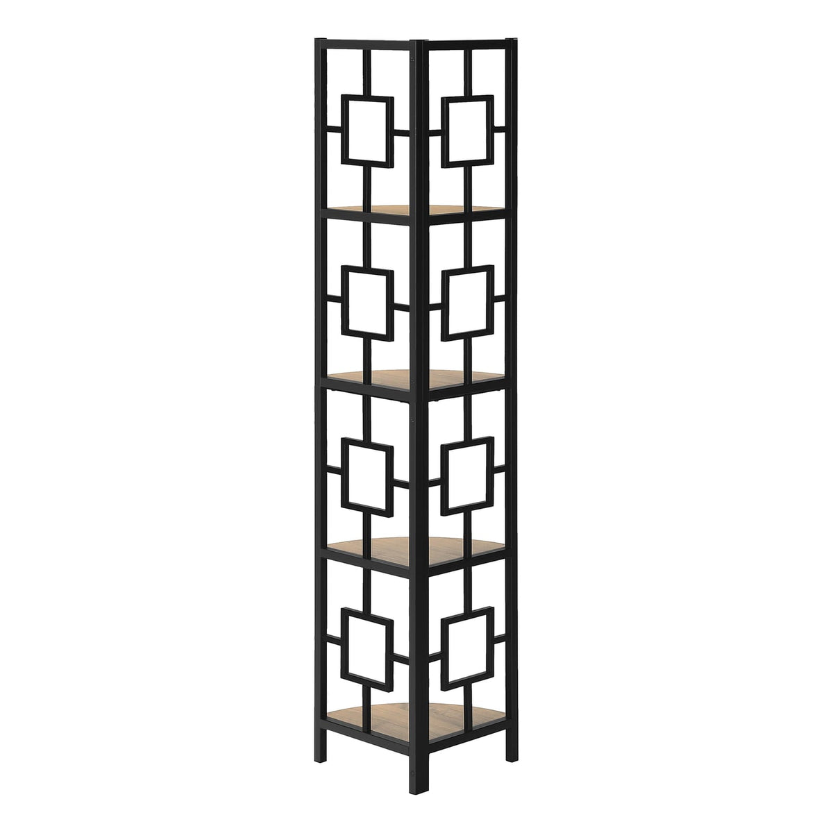 4 Tier Taupe Metal Corner Bookshelf - 62"H for Living Room