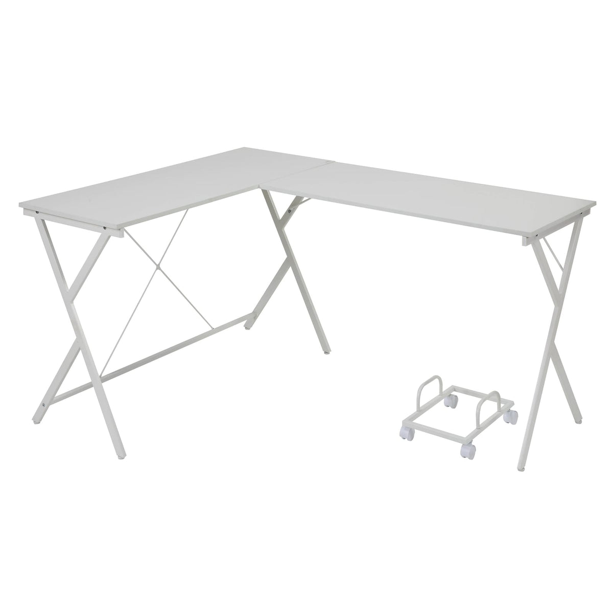 White L-Shaped Computer Desk - Corner Office Storage