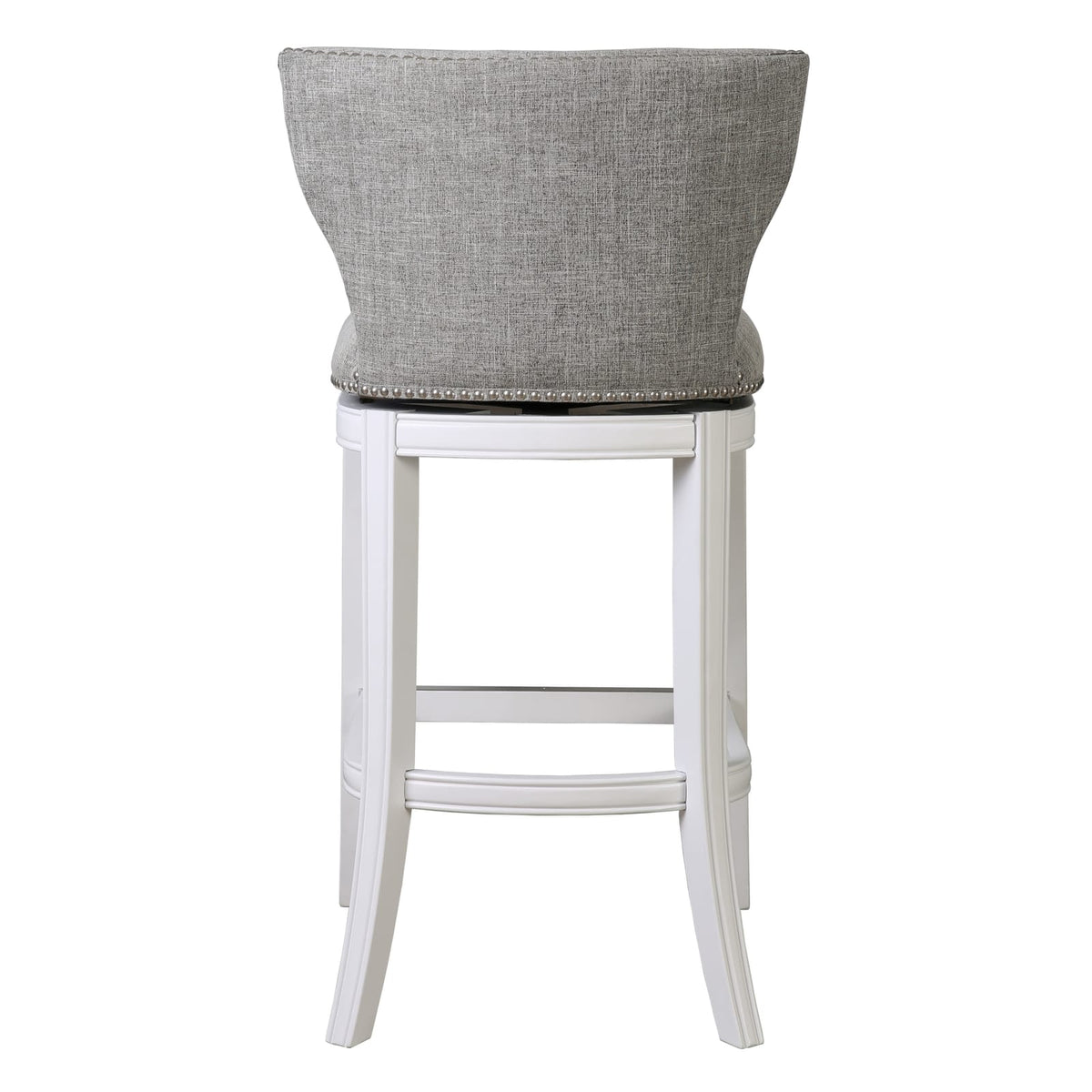31" White Swivel Bar Stool - Wood & Fabric Comfort for Bedroom