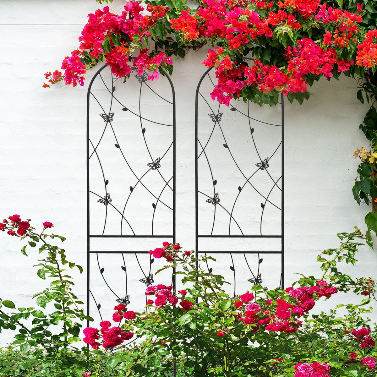 Black Butterfly Metal Garden Trellis Set - 4 Pack