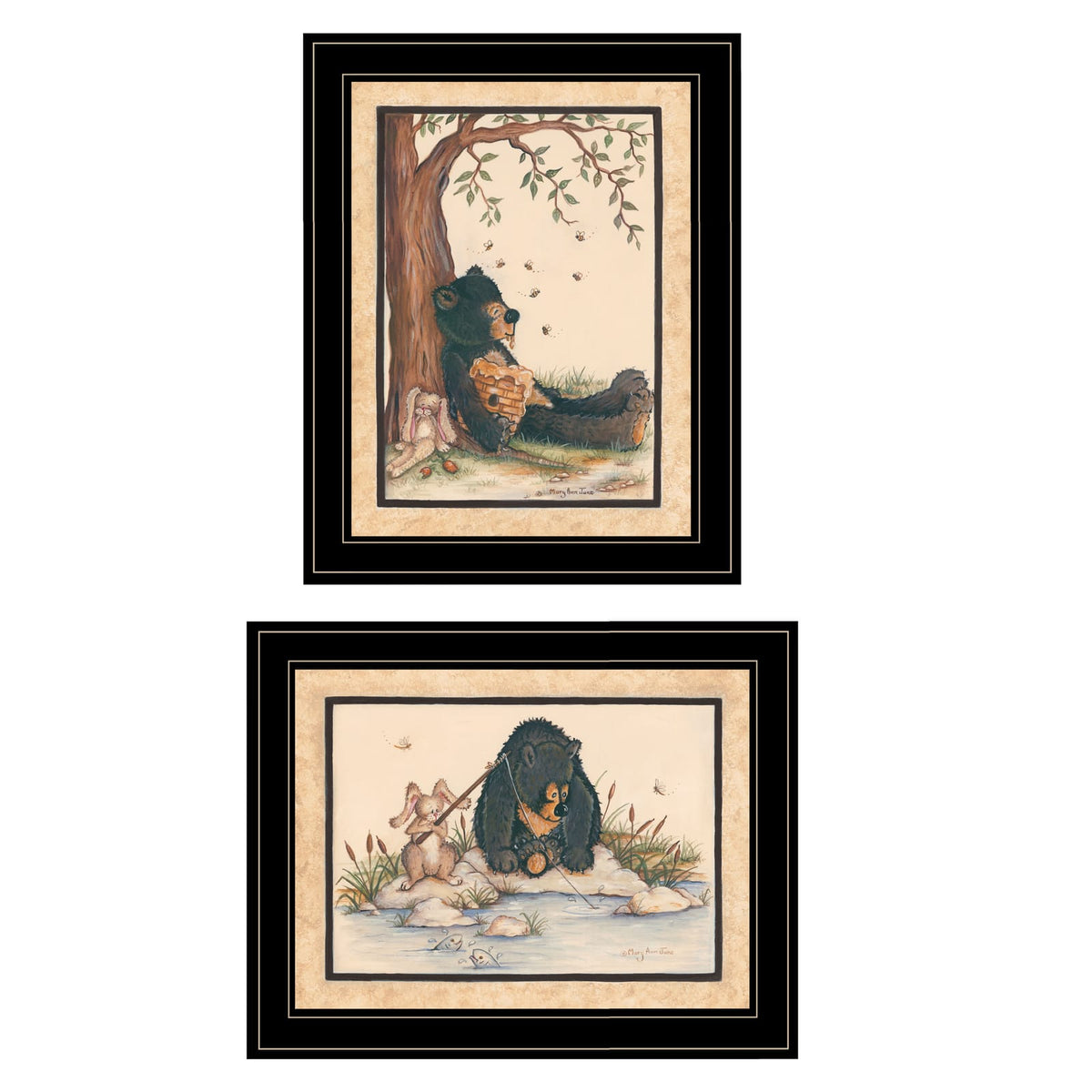 Black Gone Fishing 2 Vignette Art Print - Mary June