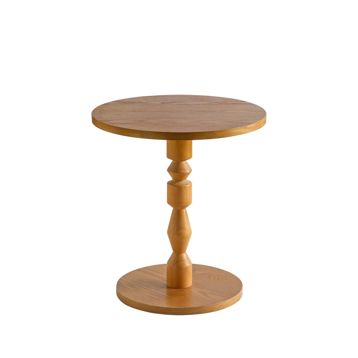 Round Side Table - Light Oak, Mid-Century Modern Style