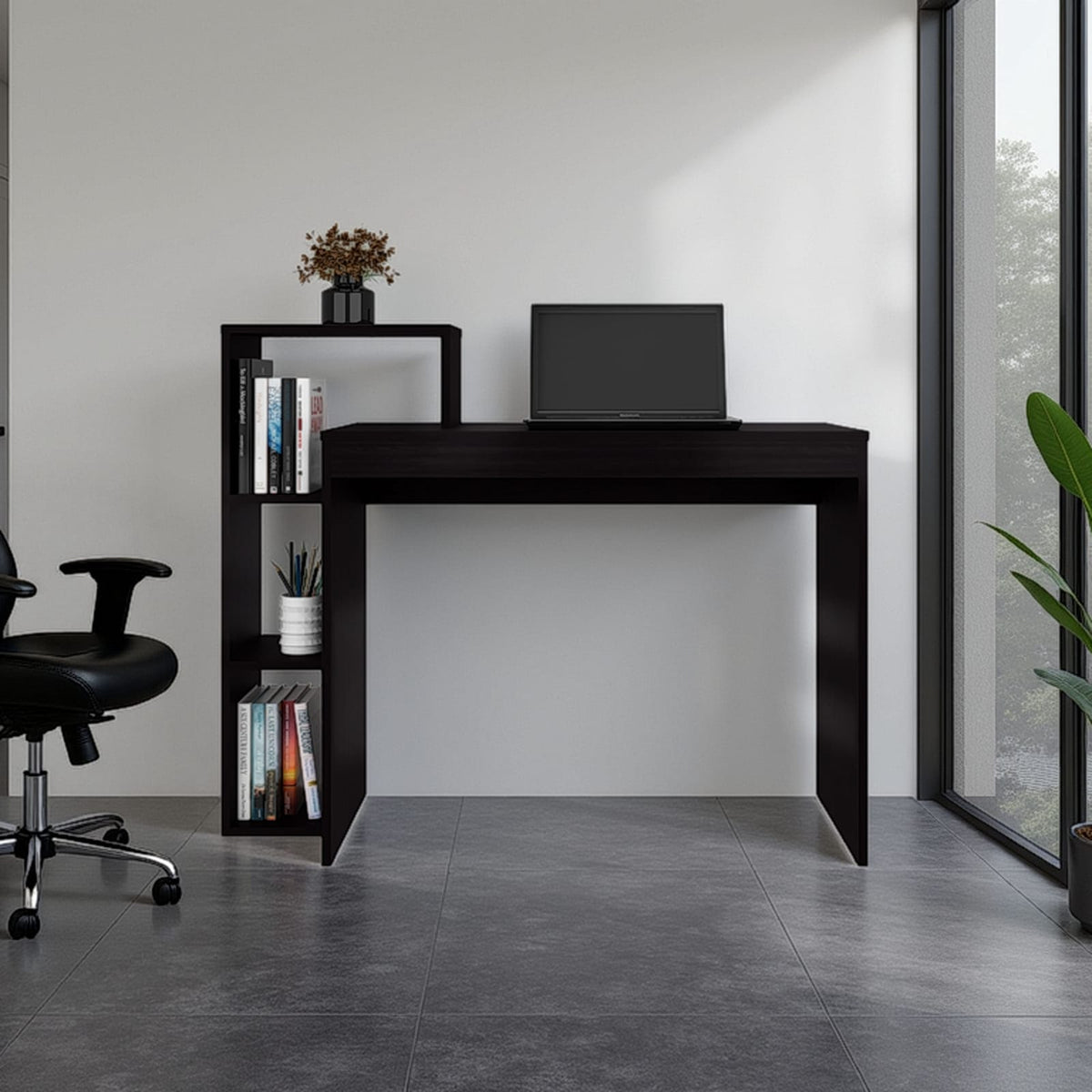 Venetie Desk - 3 Shelf Black Office Storage for Home Office