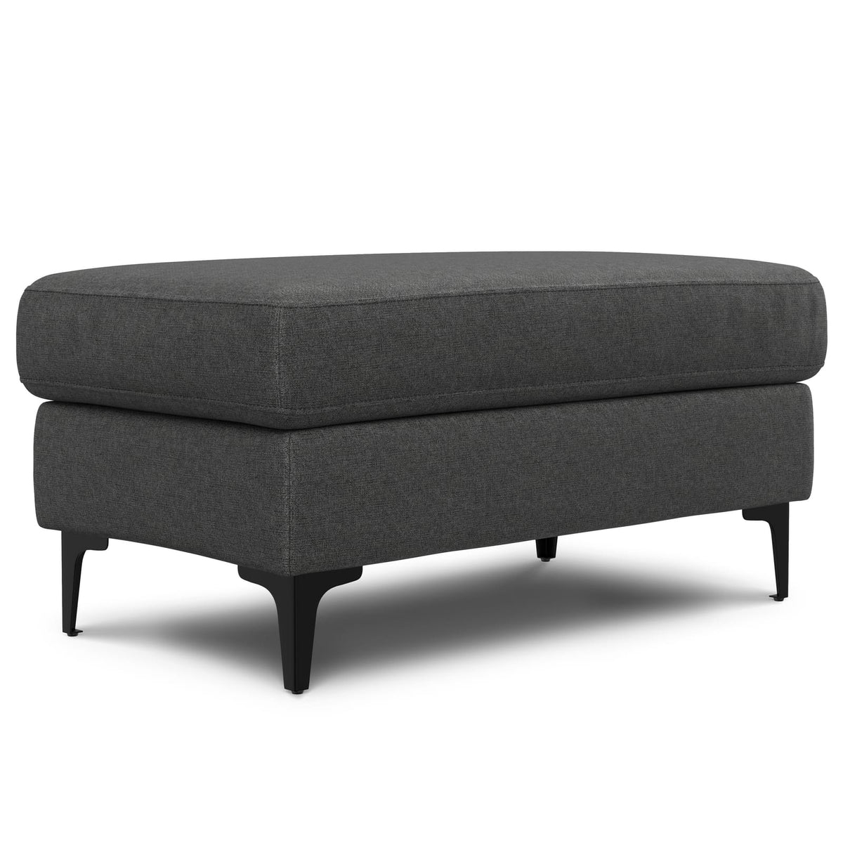 Mid-Century Gray Ottoman - Comfortable Storage Accent