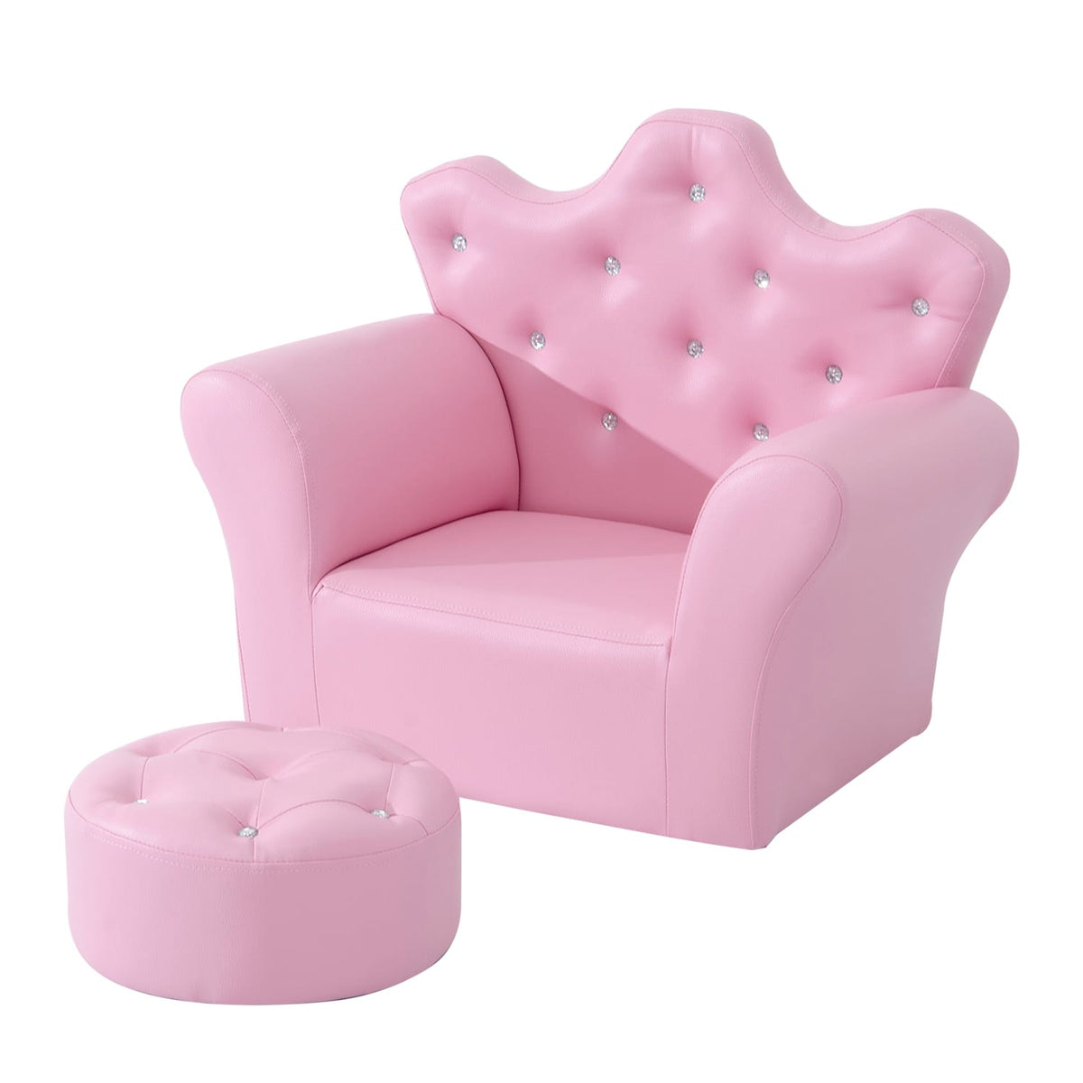 Pink Toddler Sofa Set with Footstool - 2 Piece Kids Chair