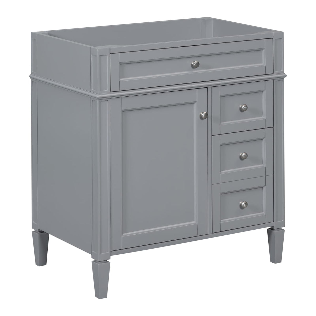30" Grey Bathroom Vanity - Storage Cabinet with 2 Drawers, MDF & Wood