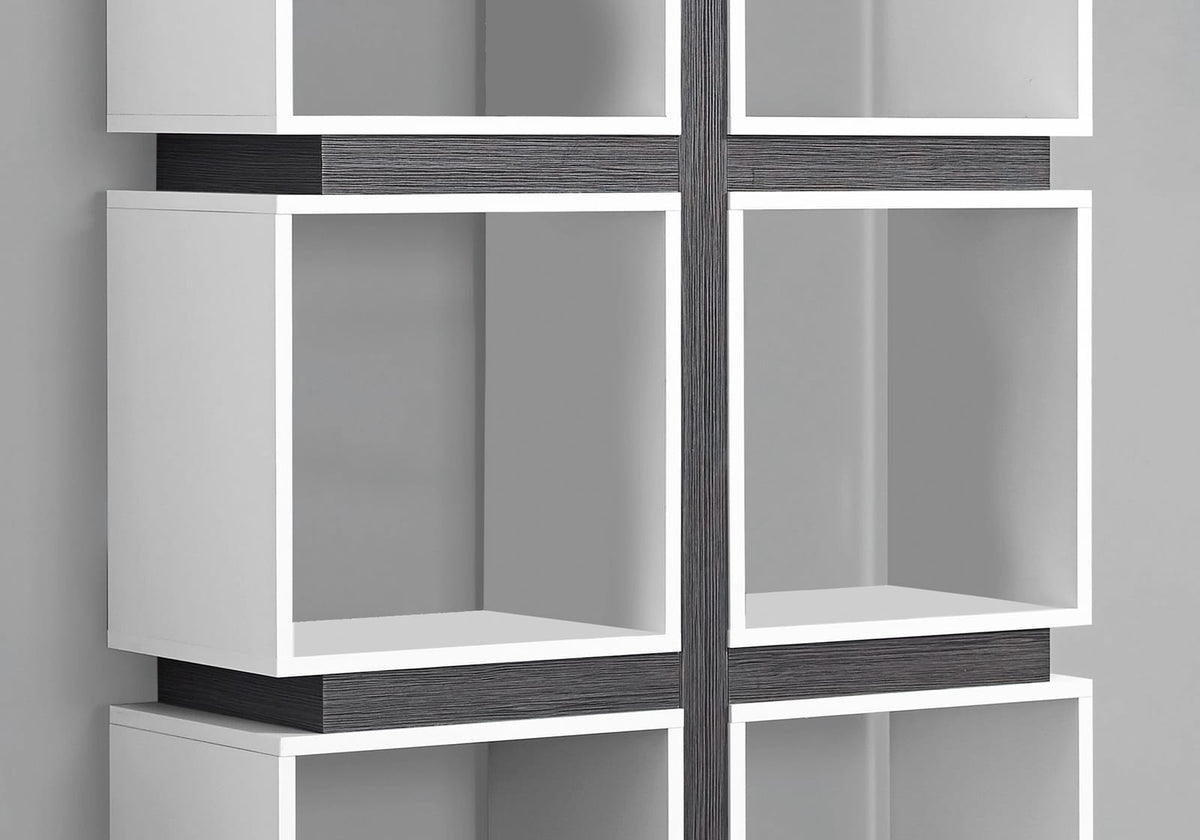 White & Cedar Grey 5-Tier Bookshelf - Display, Shelving Etagere