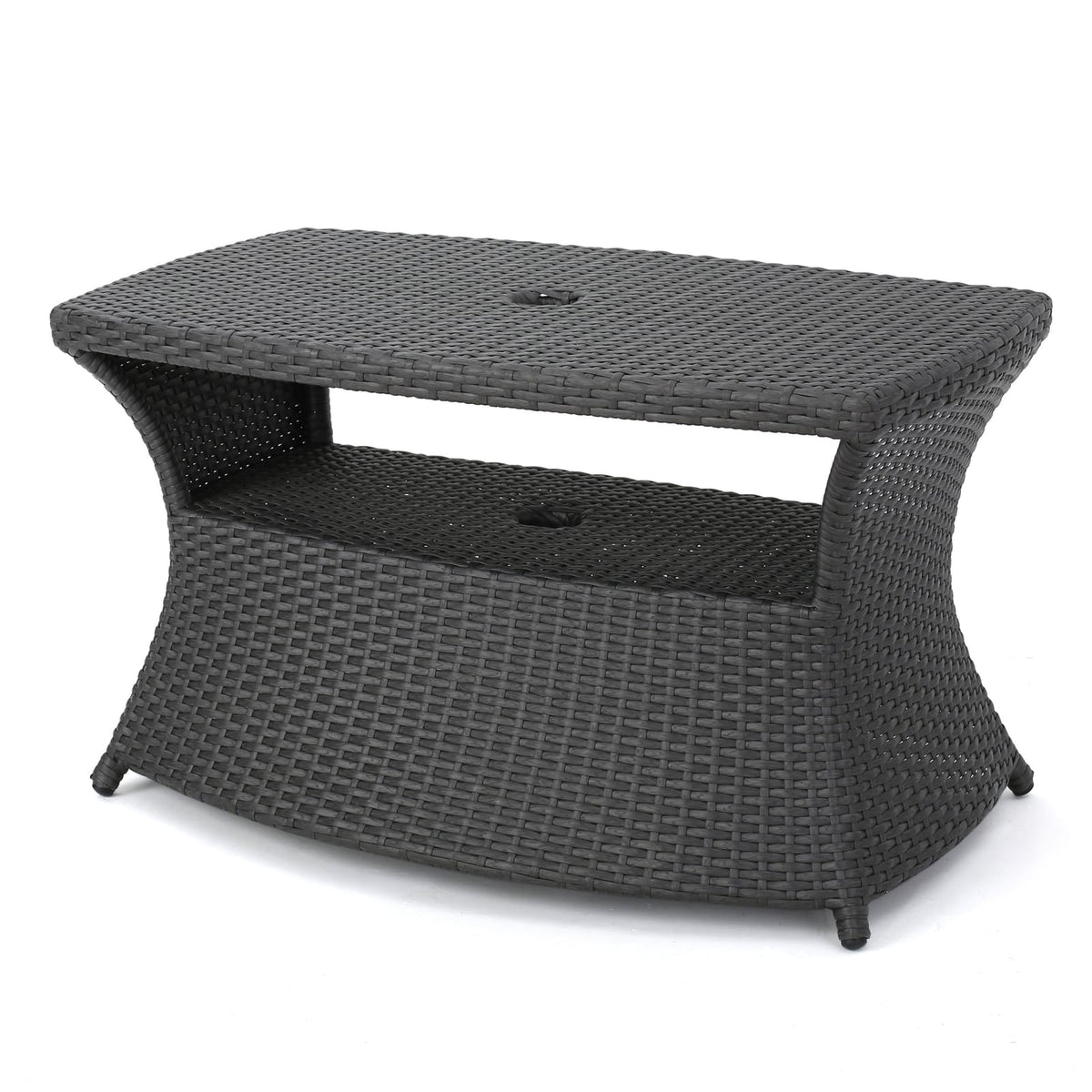 Grey Rattan Side Table for Garden Patio Seating
