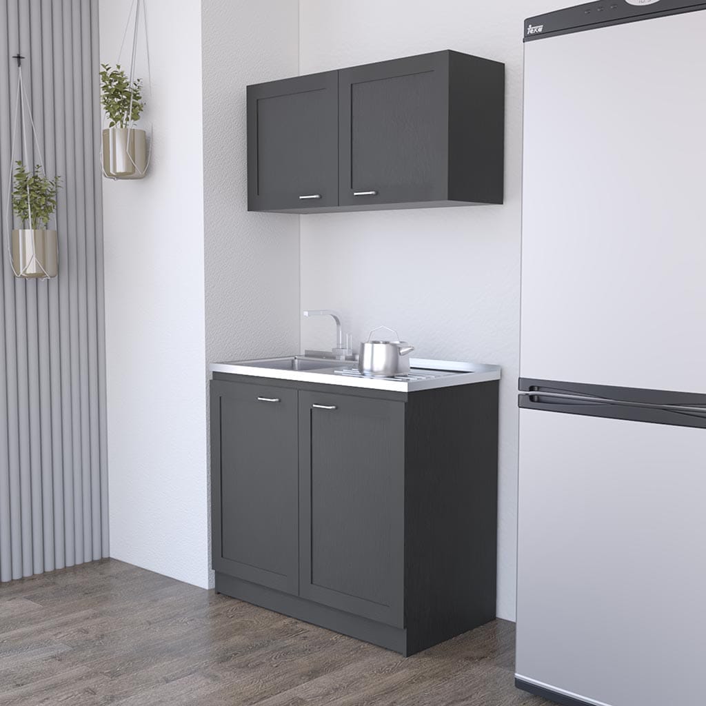 Black Particle Board Dining Room Kitchen Storage Set