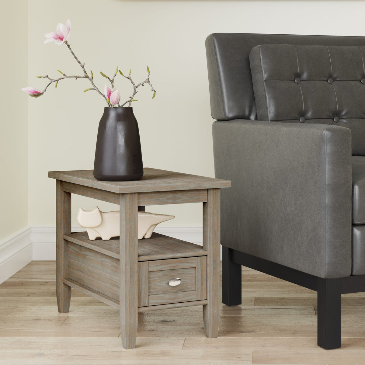 Solid Wood Side Table with Drawer for Guest Room Decor for Living Room