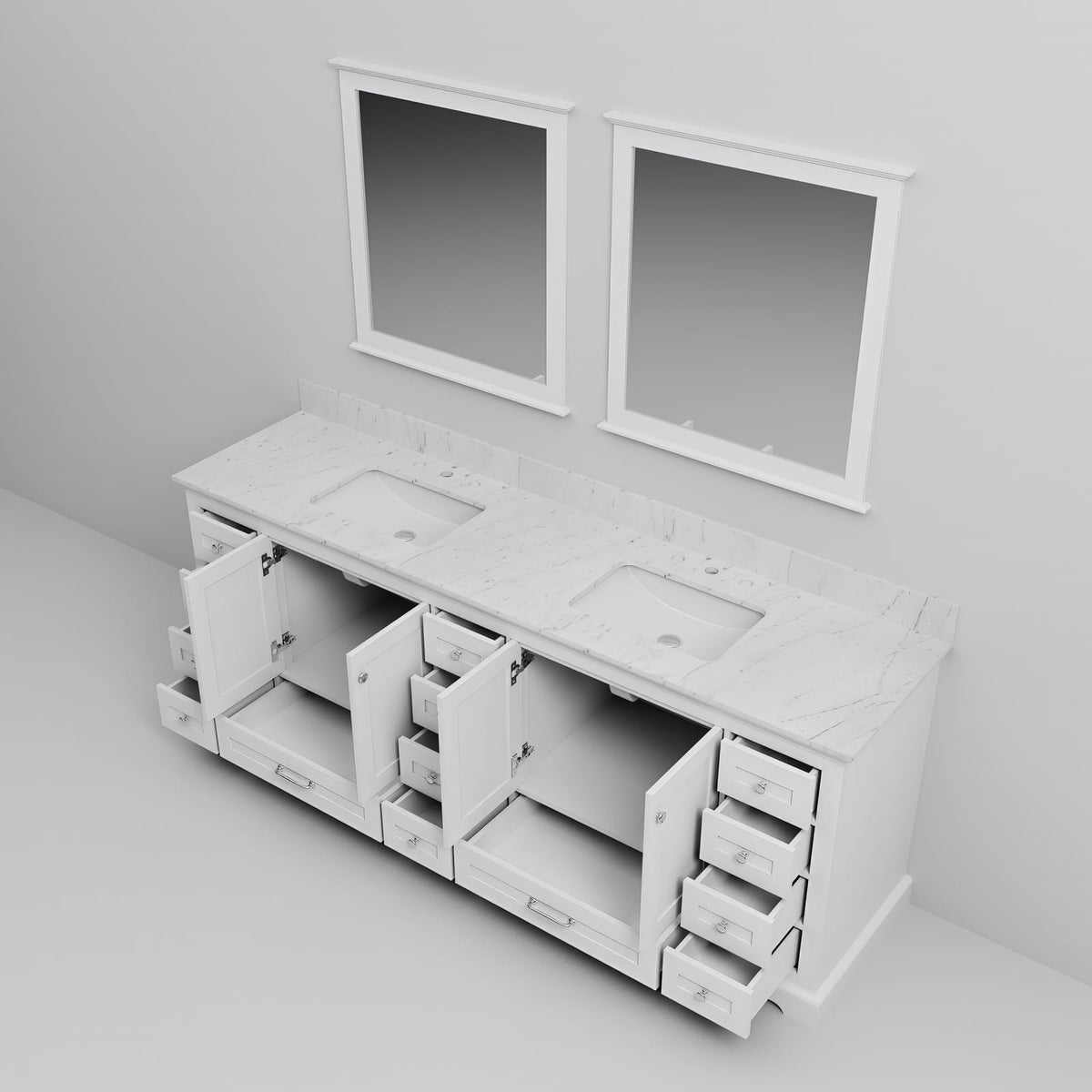 White Double Bathroom Vanity with Storage