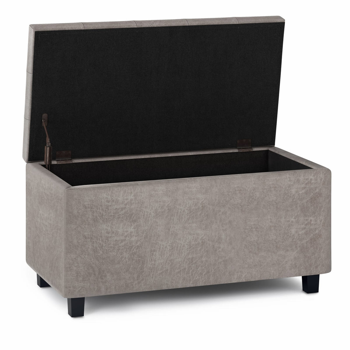 Cosmopolitan 34 Inch Wide Storage Ottoman - Gray Faux Leather