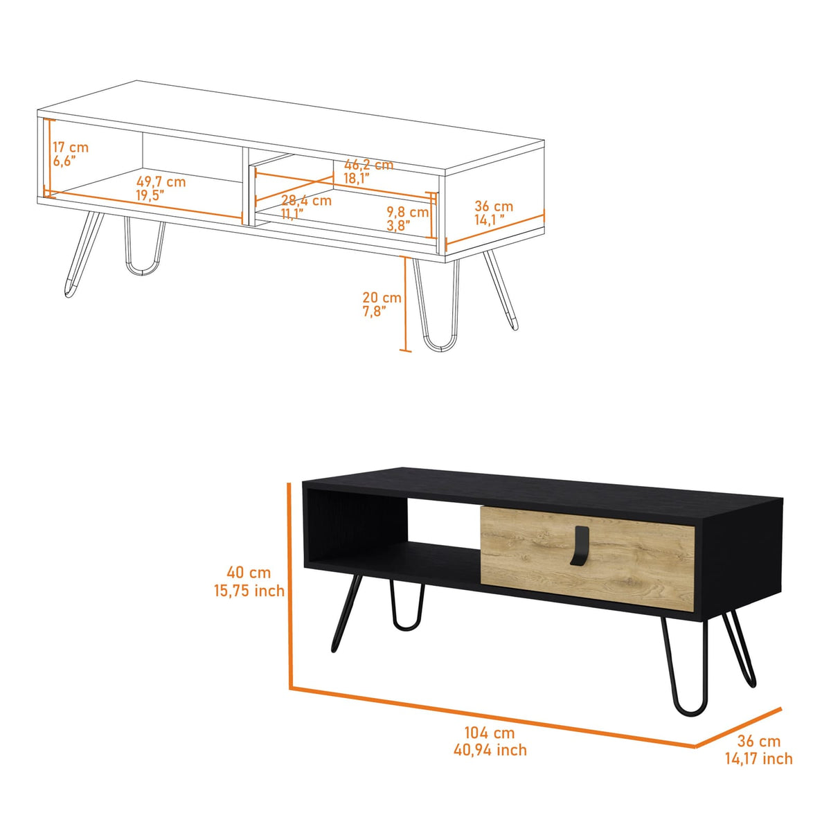 Wenge Wood Rectangular Coffee Table with Storage