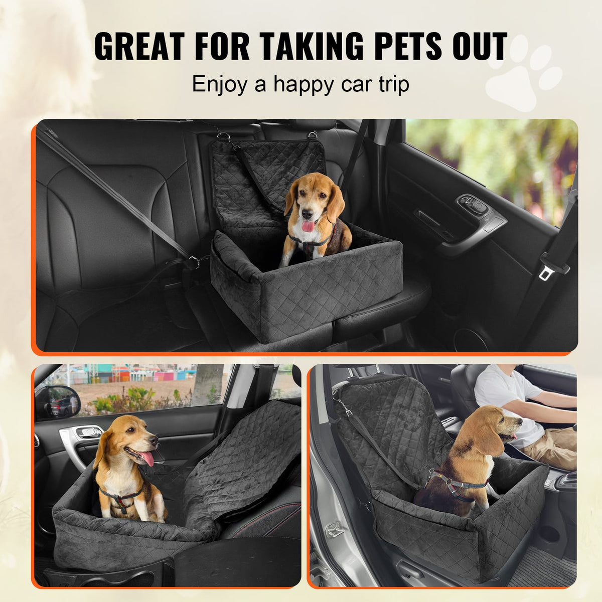 Black Fabric Dog Car Seat - Comfort & Safety for Small Dogs