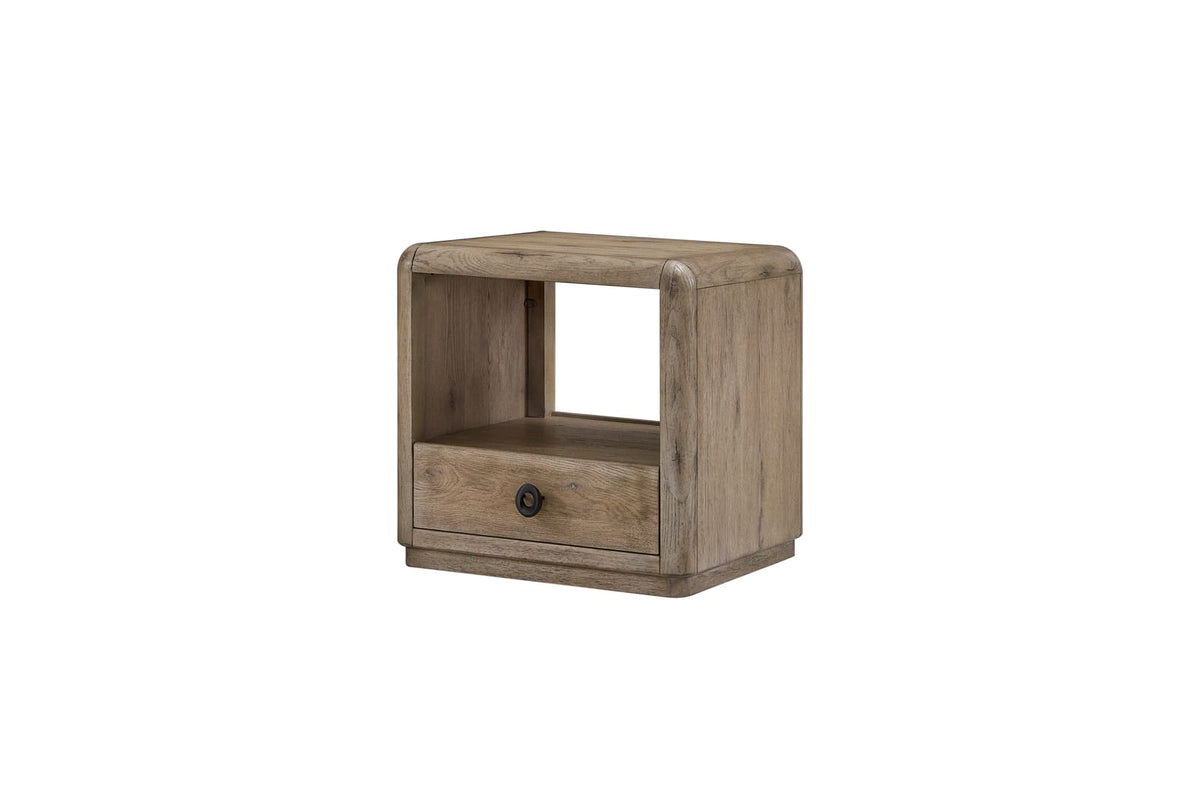 24" Oak End Table with Storage Shelves