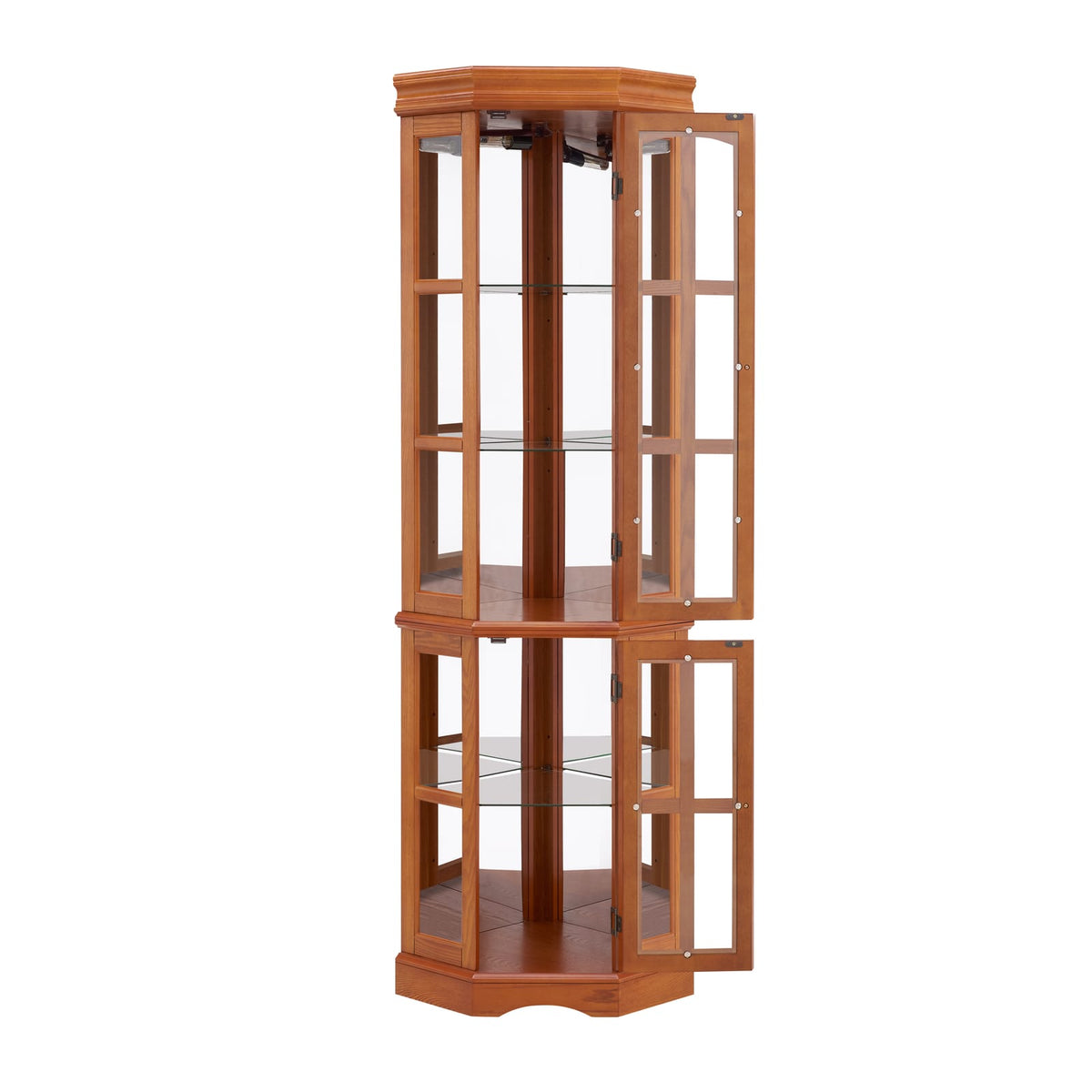 Oak Corner Curio Cabinet - 5 Shelves, MDF