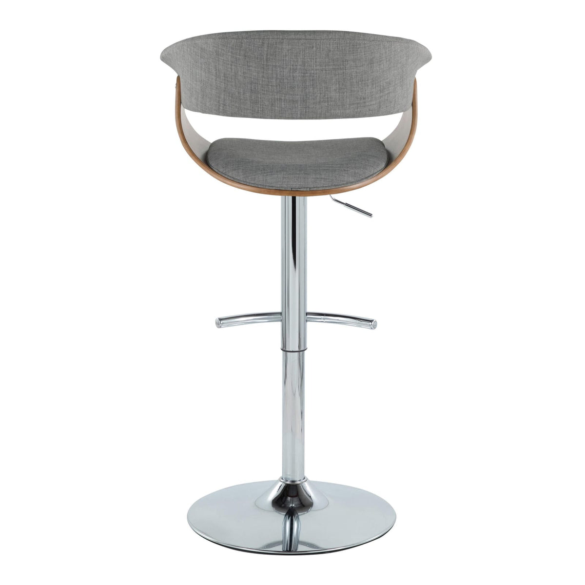 Grey Fabric Barstools - 2 Mid-Century Style Swivel Bar Stools