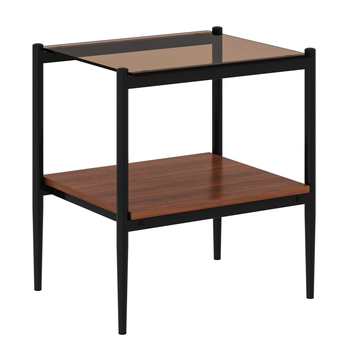 Set of 2 Rectangle End Tables - Brown Tempered Glass