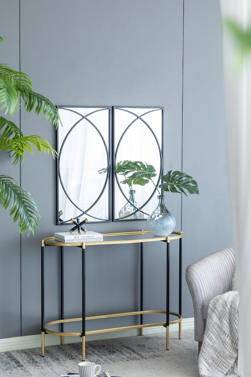 Black Iron Industrial Wall Mirror Set of 3, Accent Decor