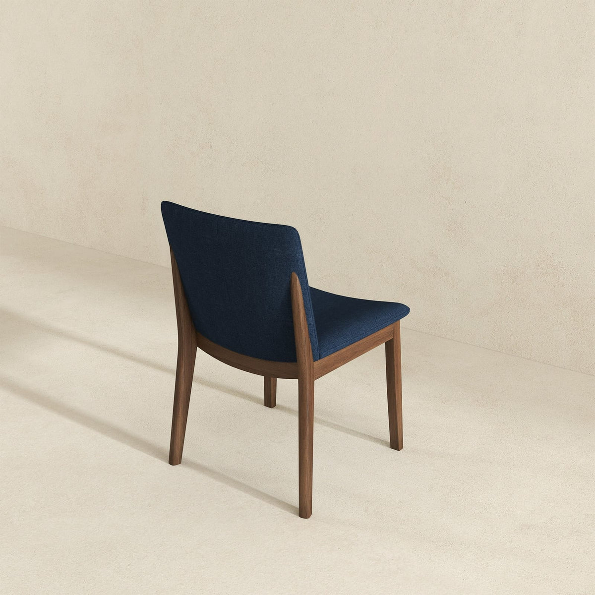 Dark Blue Brown Mid-Century Dining Chairs - Set of 2 for Dining Room